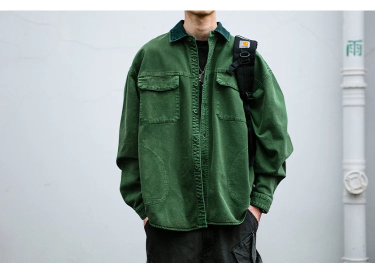 Garment Dyed Cargo Overshirt-streetwear-techwear