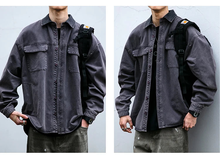 Garment Dyed Cargo Overshirt-streetwear-techwear