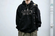 'Carpe Diem' Applique Hoodie-streetwear-techwear