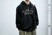 'Carpe Diem' Applique Hoodie-streetwear-techwear