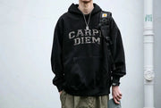 'Carpe Diem' Applique Hoodie-streetwear-techwear