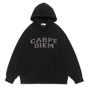 'Carpe Diem' Applique Hoodie-streetwear-techwear