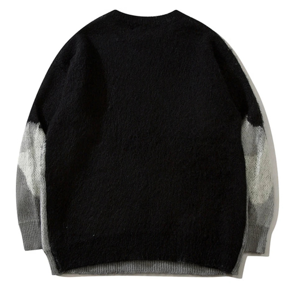 Cat Graphic Knitted Sweater-streetwear-techwear