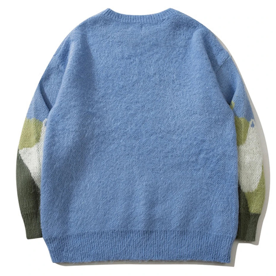 Cat Graphic Knitted Sweater-streetwear-techwear