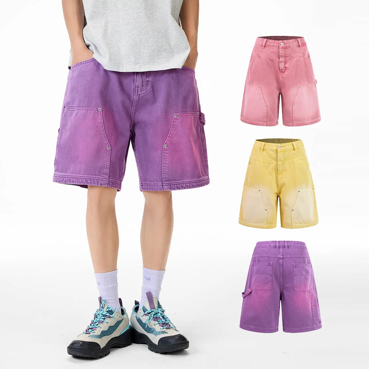 Colour Wash Denim Carpenter Shorts