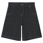 Contrast Stitch Denim Bermuda Shorts-streetwear-techwear