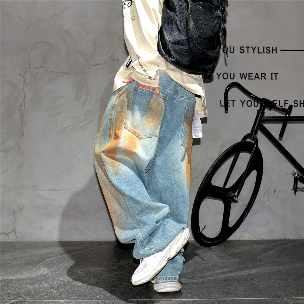 Copper Dust Baggy Denim Jeans-streetwear-techwear