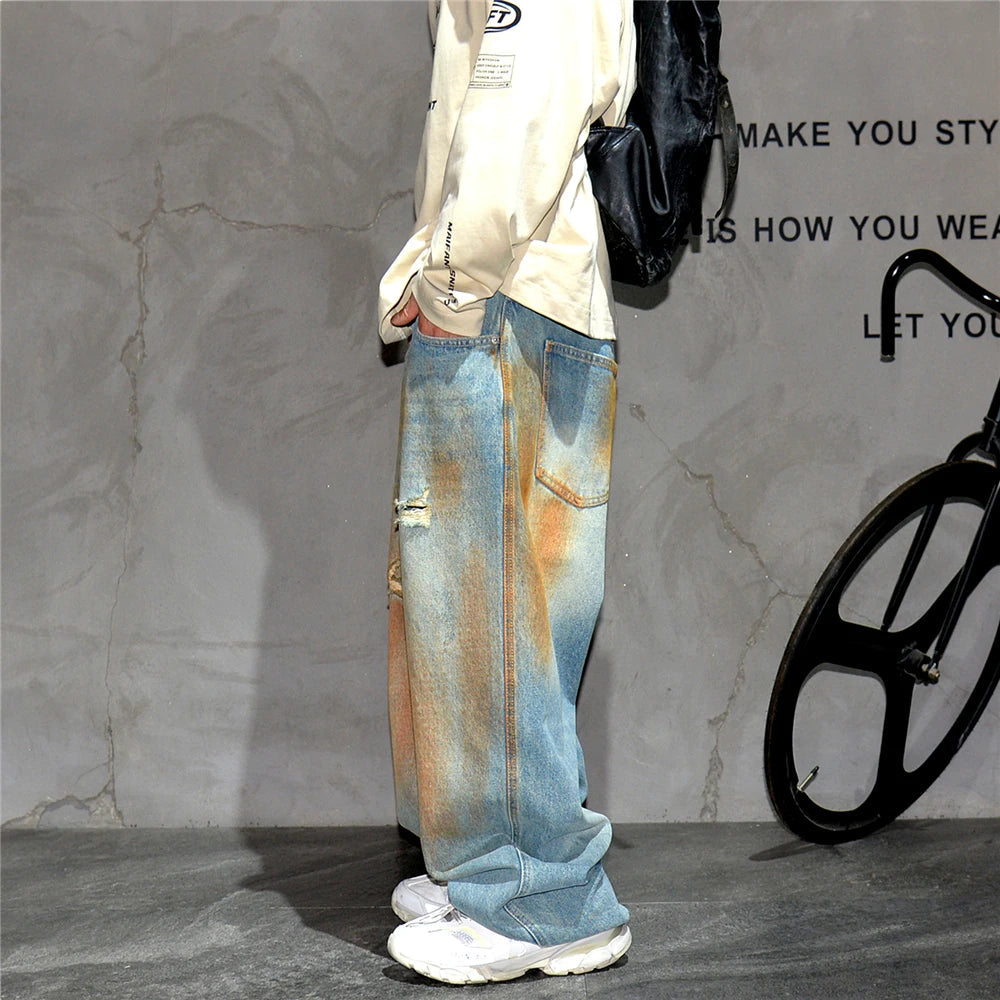 Copper Dust Baggy Denim Jeans-streetwear-techwear