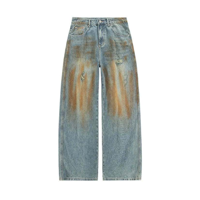 Copper Dust Baggy Denim Jeans-streetwear-techwear