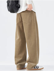 Corduroy Barrel Leg Trousers-streetwear-techwear