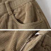 Corduroy Barrel Leg Trousers-streetwear-techwear