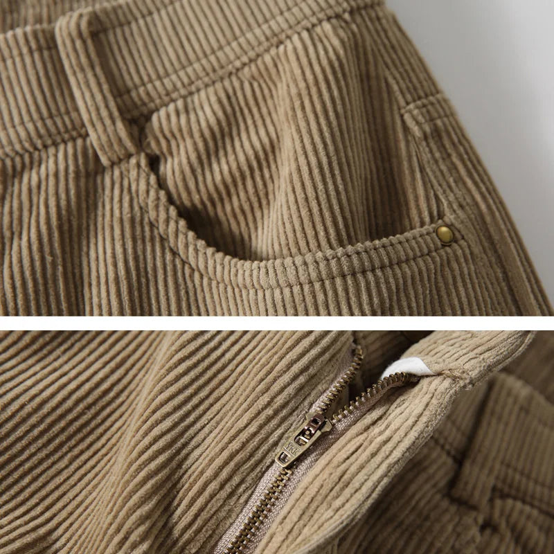 Corduroy Barrel Leg Trousers-streetwear-techwear