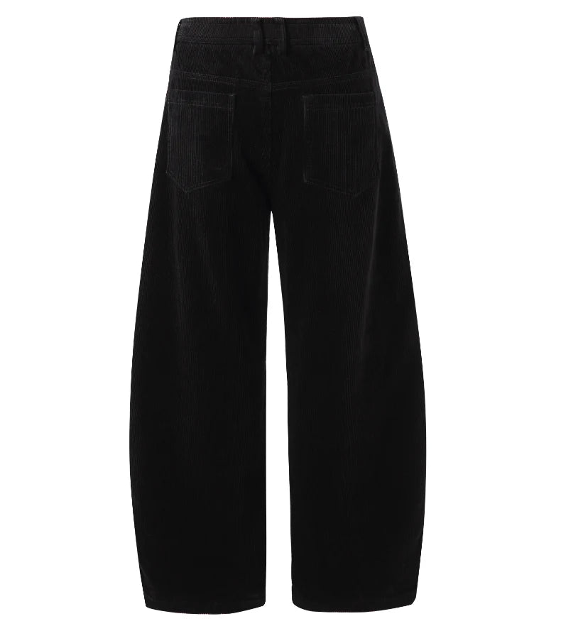 Corduroy Barrel Leg Trousers-streetwear-techwear