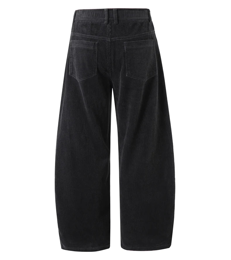 Corduroy Barrel Leg Trousers-streetwear-techwear
