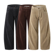 Corduroy Barrel Leg Trousers-streetwear-techwear