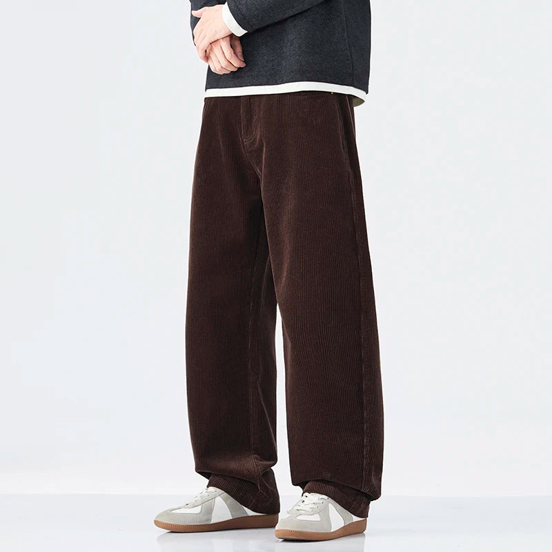 Corduroy Barrel Leg Trousers-streetwear-techwear