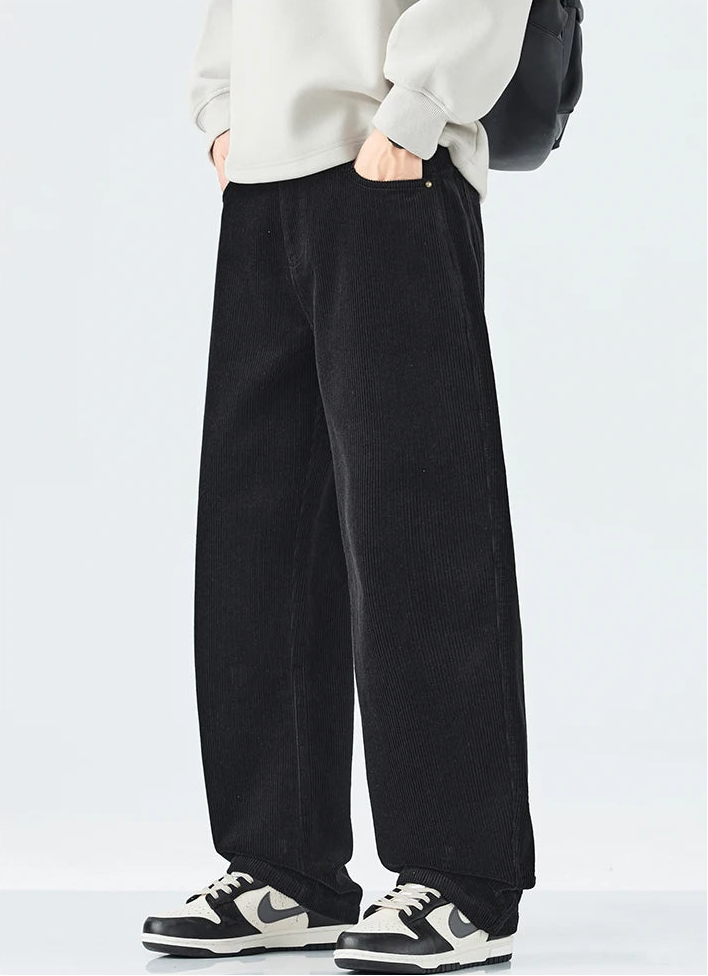 Corduroy Barrel Leg Trousers-streetwear-techwear