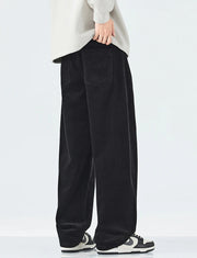 Corduroy Barrel Leg Trousers-streetwear-techwear