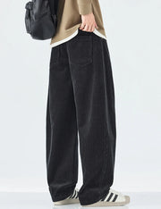 Corduroy Barrel Leg Trousers-streetwear-techwear