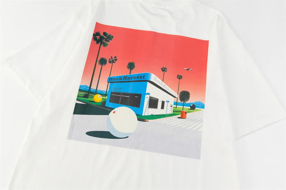 DARK HARVEST Retro Graphic Print T-Shirt-streetwear-techwear