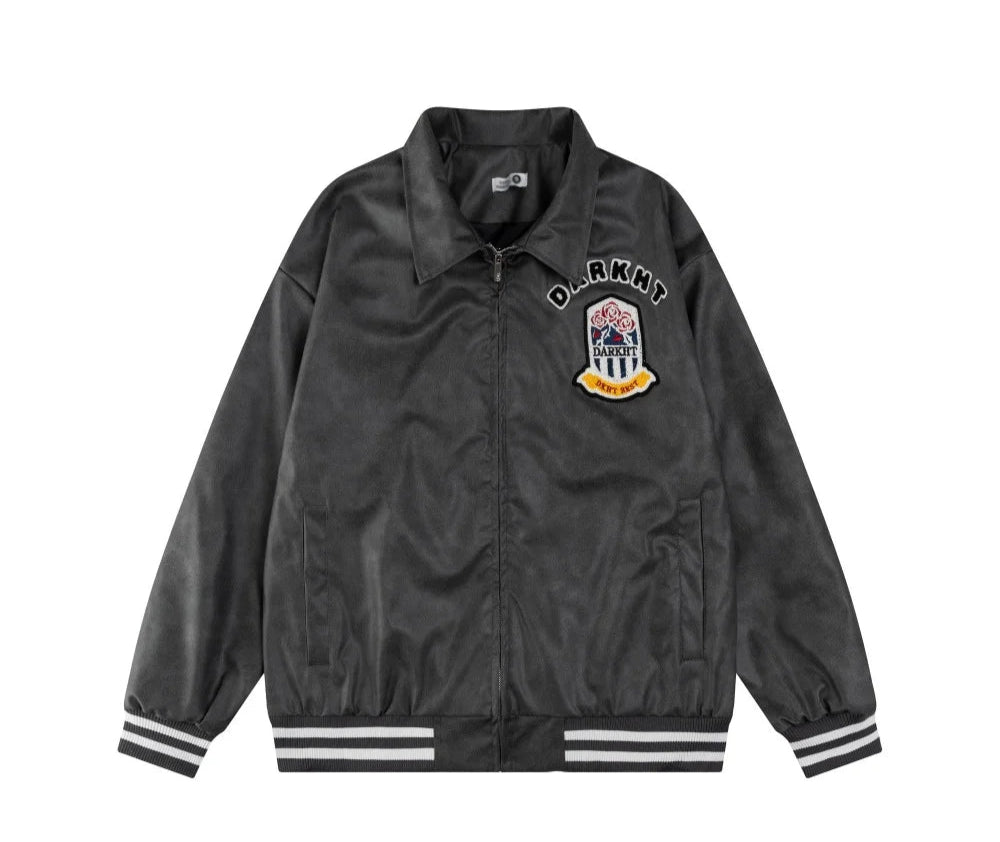DARK HARVEST 'Winner' Faux Leather Varsity Jacket-streetwear-techwear