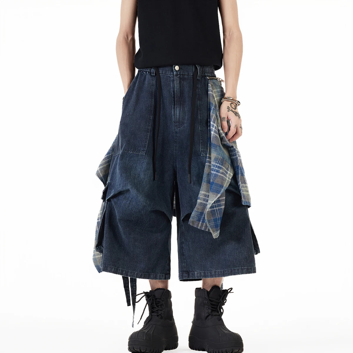 Deconstructed Flannel Jorts-streetwear-techwear