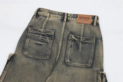 Dirty Wash Multi-Pocket Cargo Jeans-streetwear-techwear