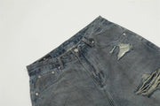 Double Layer Destructed Denim Jeans-streetwear-techwear