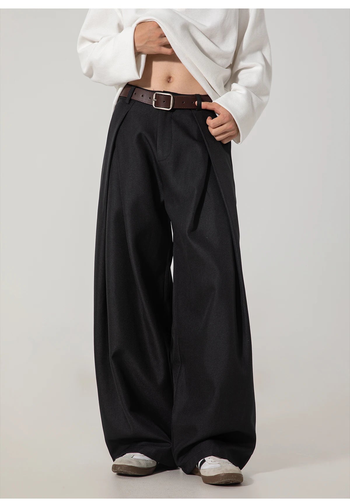 Double Pleat Wide Trousers-streetwear-techwear