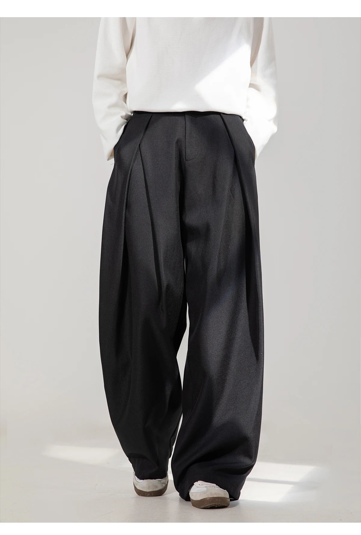 Double Pleat Wide Trousers-streetwear-techwear