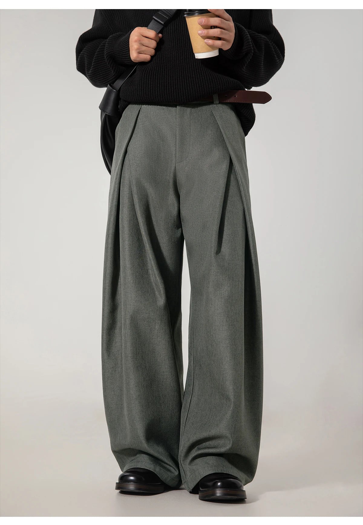Double Pleat Wide Trousers-streetwear-techwear