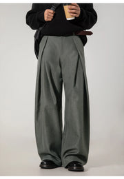 Double Pleat Wide Trousers-streetwear-techwear