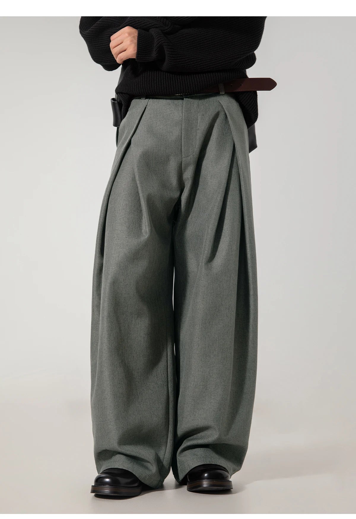 Double Pleat Wide Trousers-streetwear-techwear