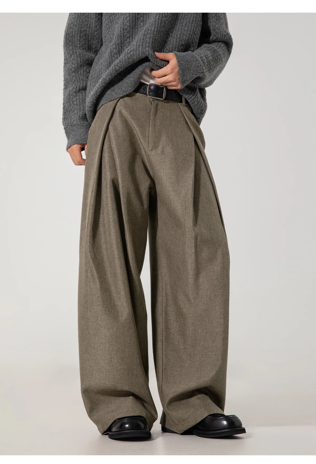 Double Pleat Wide Trousers-streetwear-techwear
