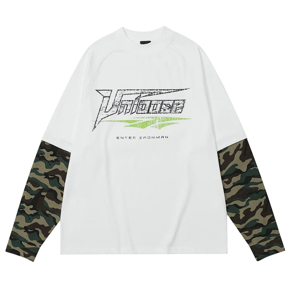 ENTER SANDMAN Camouflage Mock Sleeve T-Shirt-streetwear-techwear