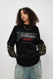 ENTER SANDMAN Camouflage Mock Sleeve T-Shirt-streetwear-techwear