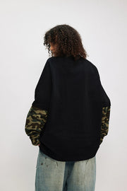 ENTER SANDMAN Camouflage Mock Sleeve T-Shirt-streetwear-techwear