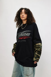 ENTER SANDMAN Camouflage Mock Sleeve T-Shirt-streetwear-techwear
