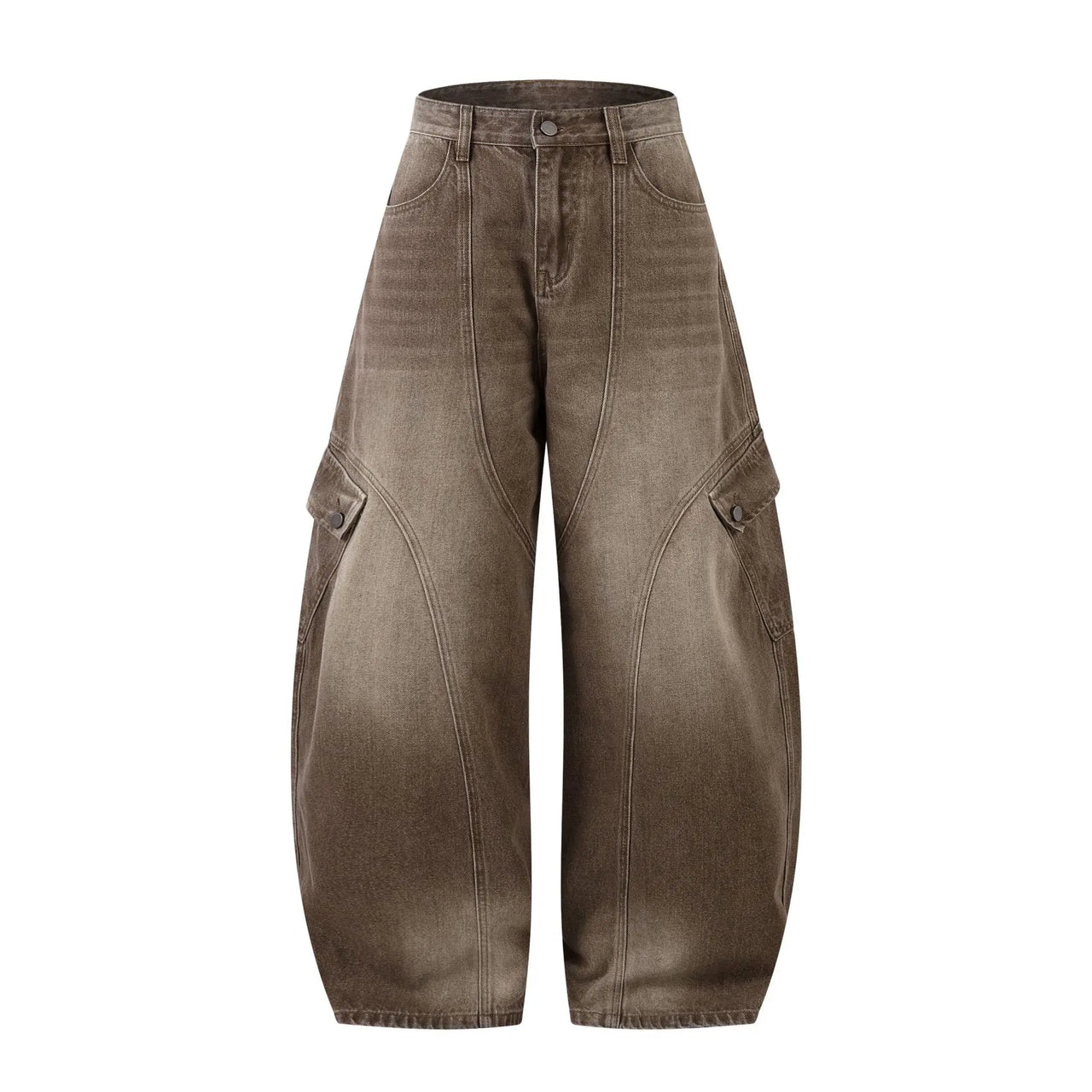 Earth Tone Arc Leg Cargo Jeans