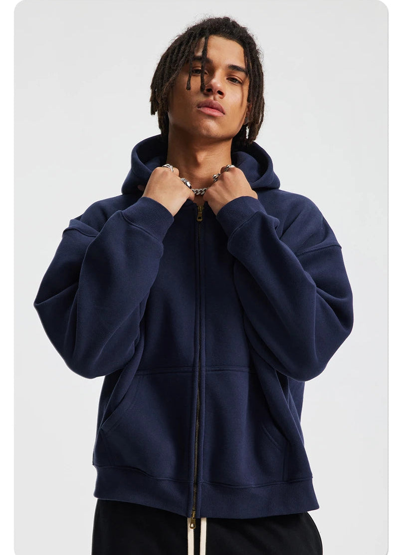 Essential Boxy Zip Hoodie-streetwear-techwear