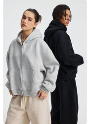 Essential Boxy Zip Hoodie-streetwear-techwear