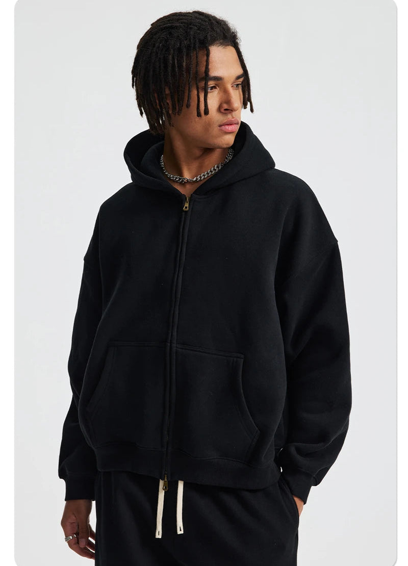 Essential Boxy Zip Hoodie-streetwear-techwear