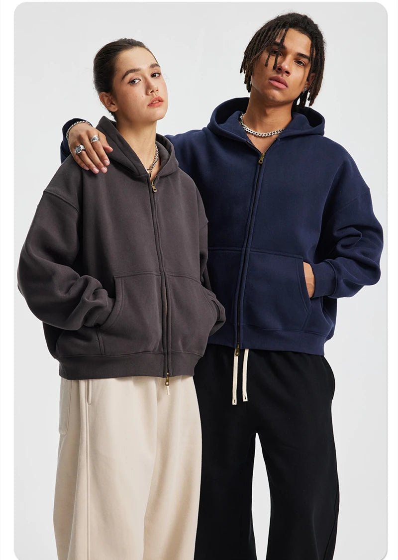 Essential Boxy Zip Hoodie-streetwear-techwear