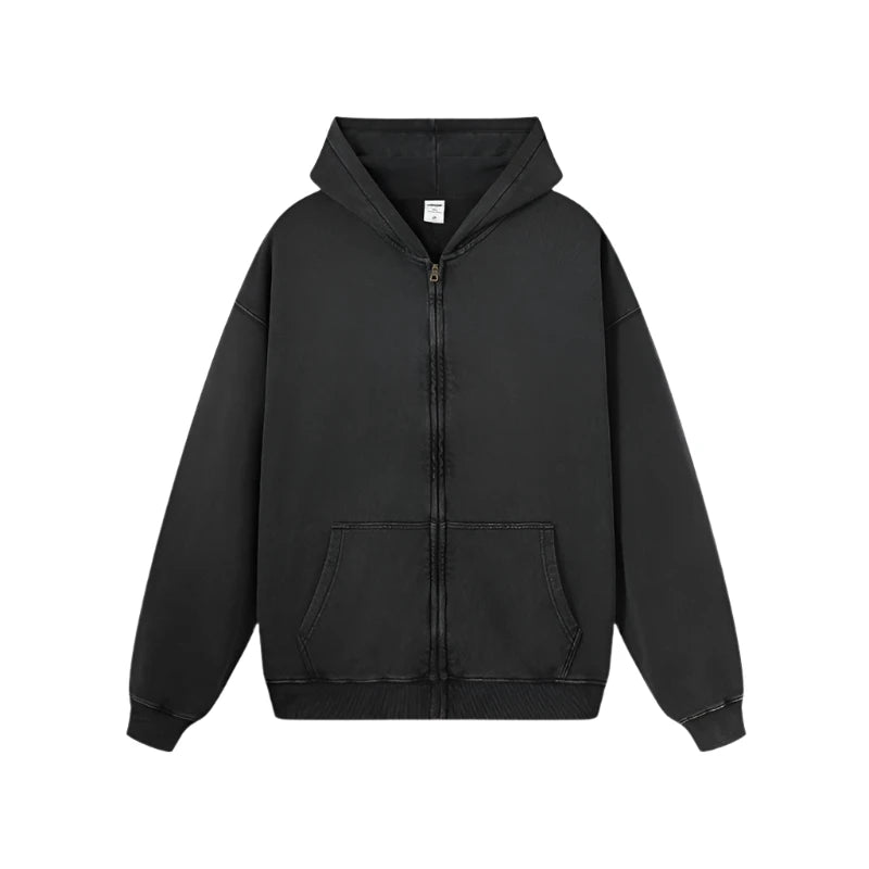 Essential Heavyweight Acid-wash Zip-up Hoodie | Streetwear at Essential Heavyweight Acid-wash Zip-up Hoodie | Streetwear at