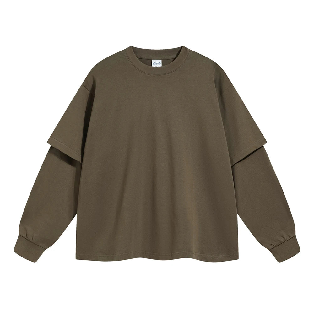 Essential Mock Double Layer Long Sleeve T-Shirt | Streetwear at Essential Mock Double Layer Long Sleeve T-Shirt | Streetwear at