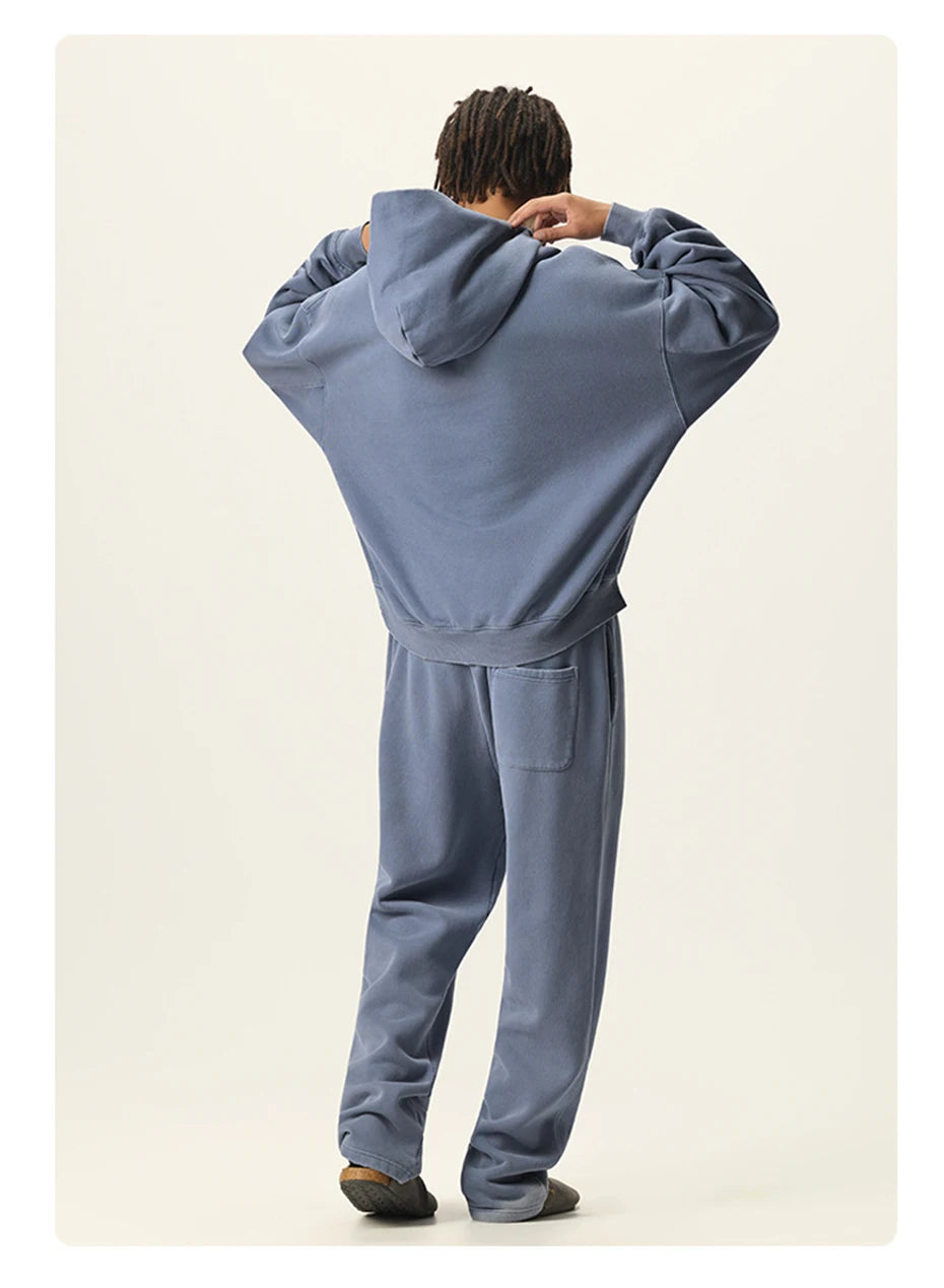 Essential Vintage Wash Button Neck Hoodie-streetwear-techwear