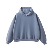 Essential Vintage Wash Button Neck Hoodie-streetwear-techwear
