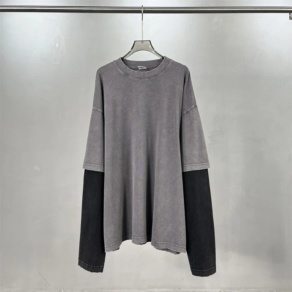 Essential Vintage Wash Double Layer Long Sleeve-streetwear-techwear