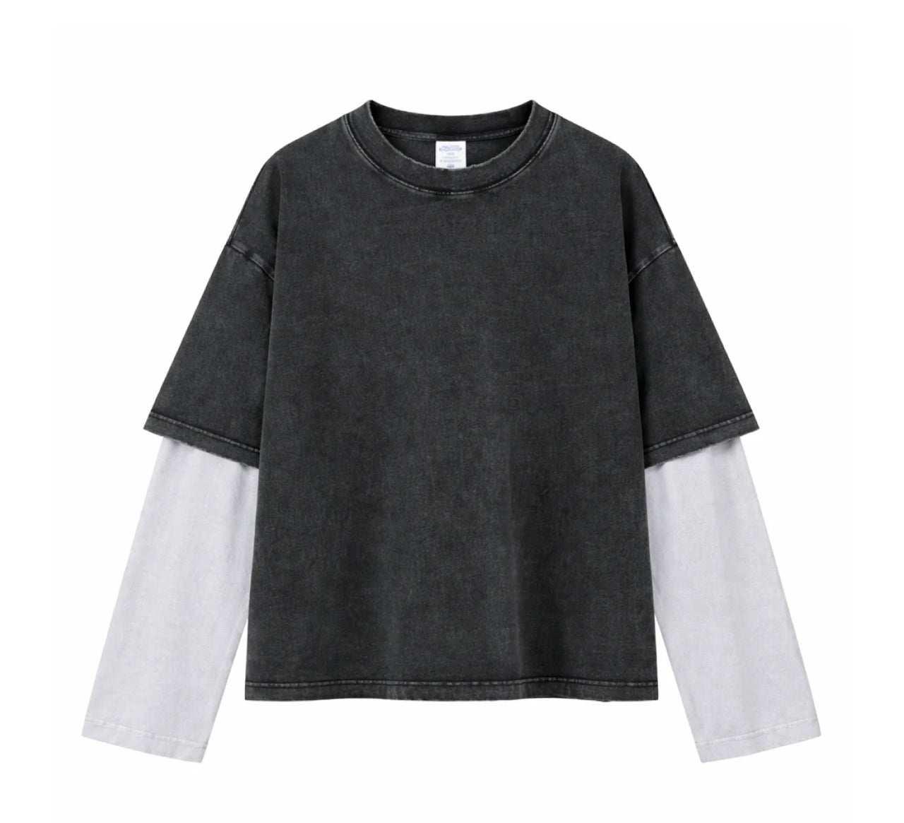 Essential Vintage Wash Double Layer Long Sleeve-streetwear-techwear