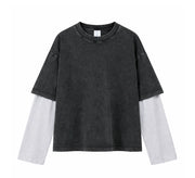 Essential Vintage Wash Double Layer Long Sleeve-streetwear-techwear